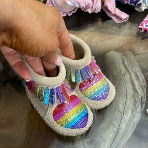 Adorable baby moccicans rainbow size 1